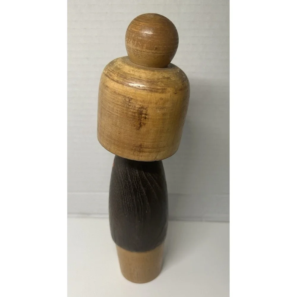 Vintage Japanese Kokeshi Usaburo wooden doll plum blossom traditional craft G46